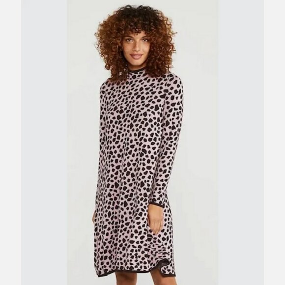 SERIOUS SALE! ANN TAYLOR - SMALL SWEATER KNIT LEOPARD PRING DRESS NWOT - Picture 1 of 6